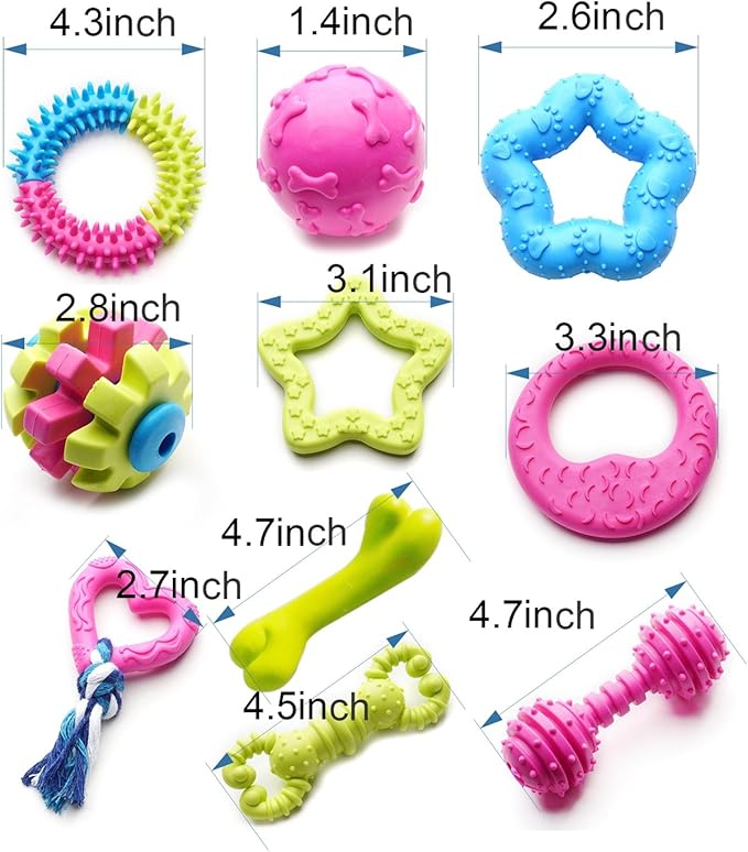 Small Dogs Puppy Chew Toys 17Pack Cute Variety Shape Multi Colors Designs to Bite Anytime Enjoy Teething Toys Training Supplies