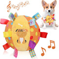 Dog Squeaky Plush Toy with Straps, 6-Inch Soft Stuffed Ball with Cotton Material and Bell Built-in, Pet Interactive Fetch Toy for Small to Large Dog